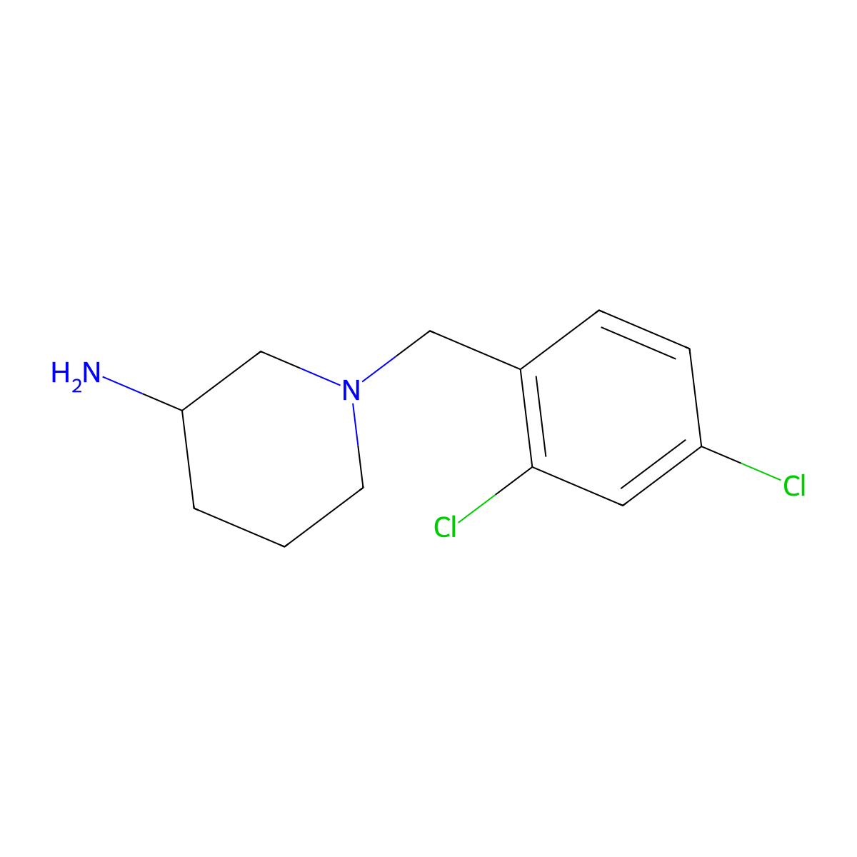 1-[(2,4-Dichlorophenyl)methyl]piperidin-3-amine molecular structure, CAS 1249822-75-0