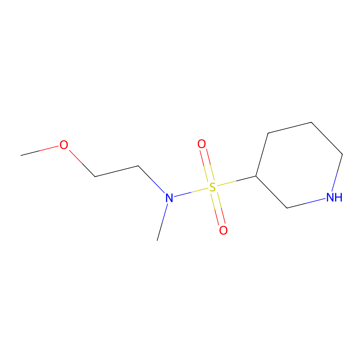 N-(2-methoxyethyl)-N-methylpiperidine-3-sulfonamide molecular structure, CAS 1249825-79-3
