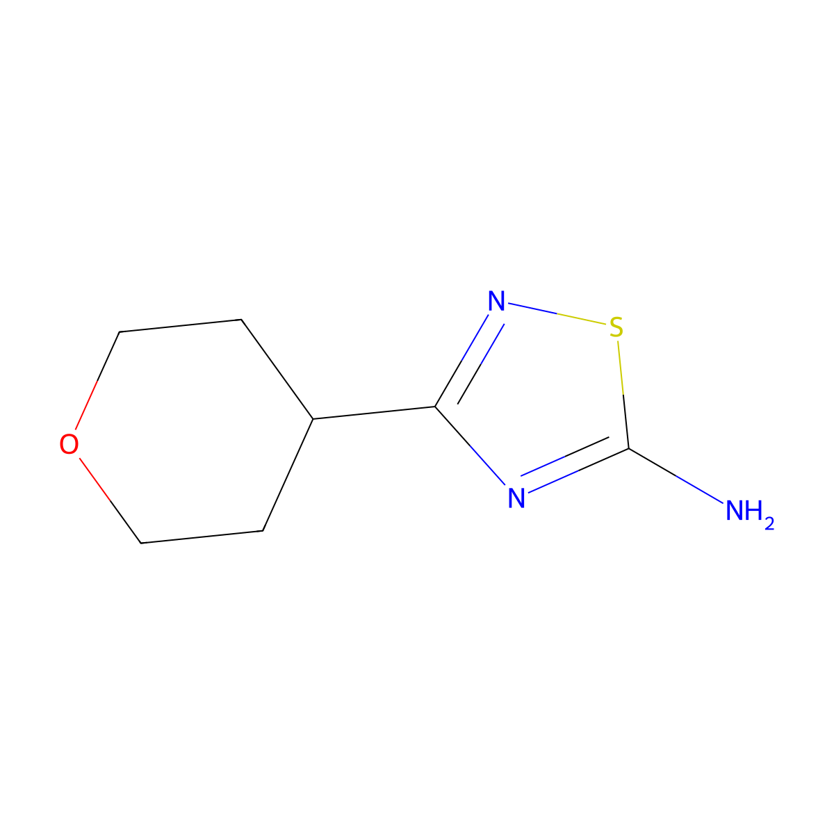 3-(Oxan-4-yl)-1,2,4-thiadiazol-5-amine molecular structure, CAS 1249828-99-6