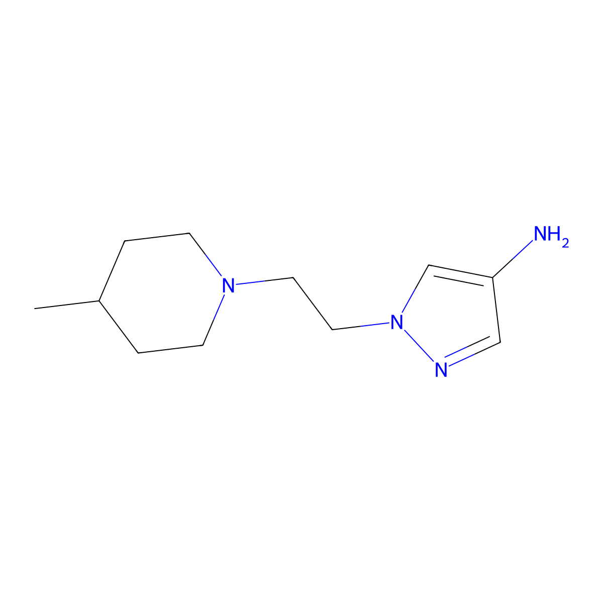 1-(2-(4-Methylpiperidin-1-yl)ethyl)-1h-pyrazol-4-amine molecular structure, CAS 1249829-29-5