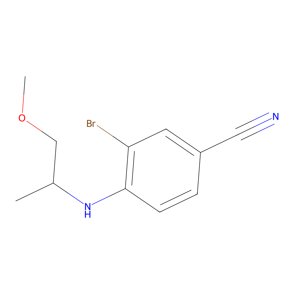 3-Bromo-4-[(1-methoxypropan-2-yl)amino]benzonitrile molecular structure, CAS 1249829-57-9