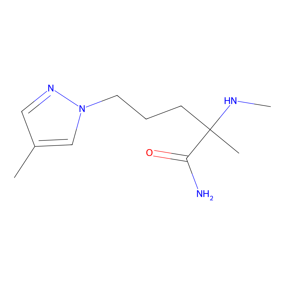 2-Methyl-5-(4-methyl-1h-pyrazol-1-yl)-2-(methylamino)pentanamide molecular structure, CAS 1249829-97-7