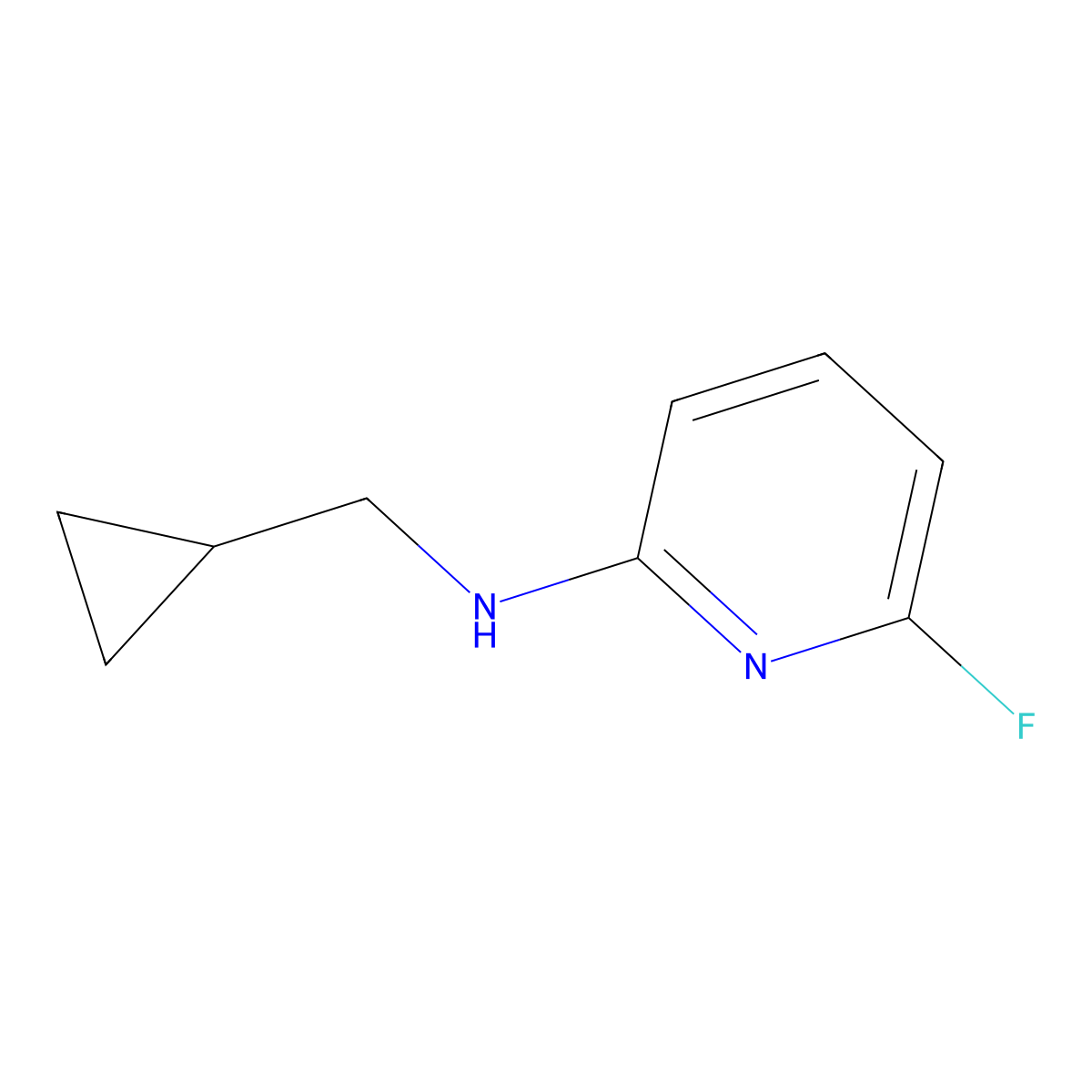 N-(cyclopropylmethyl)-6-fluoropyridin-2-amine molecular structure, CAS 1249832-70-9