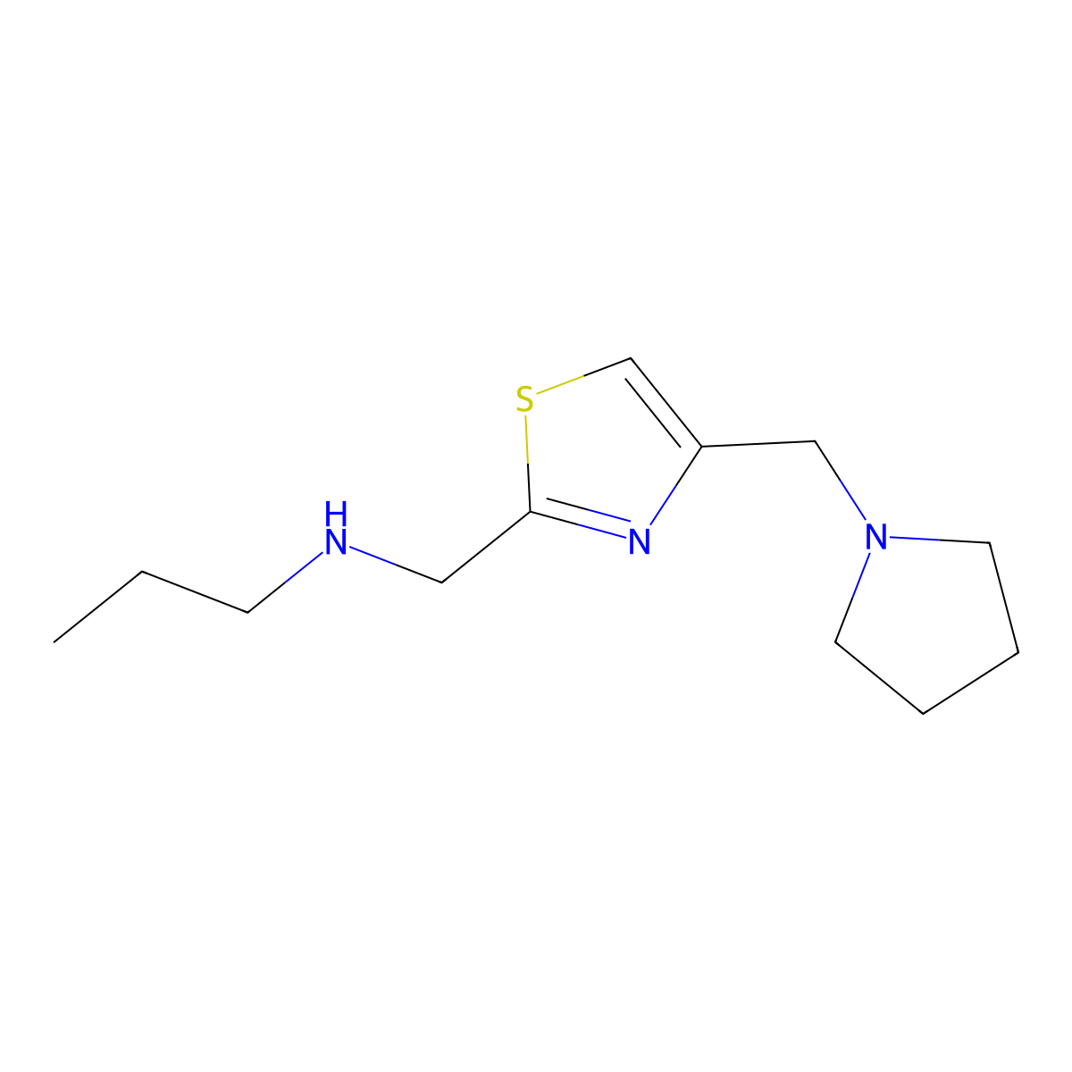 n-((4-(Pyrrolidin-1-ylmethyl)thiazol-2-yl)methyl)propan-1-amine molecular structure, CAS 1249833-56-4