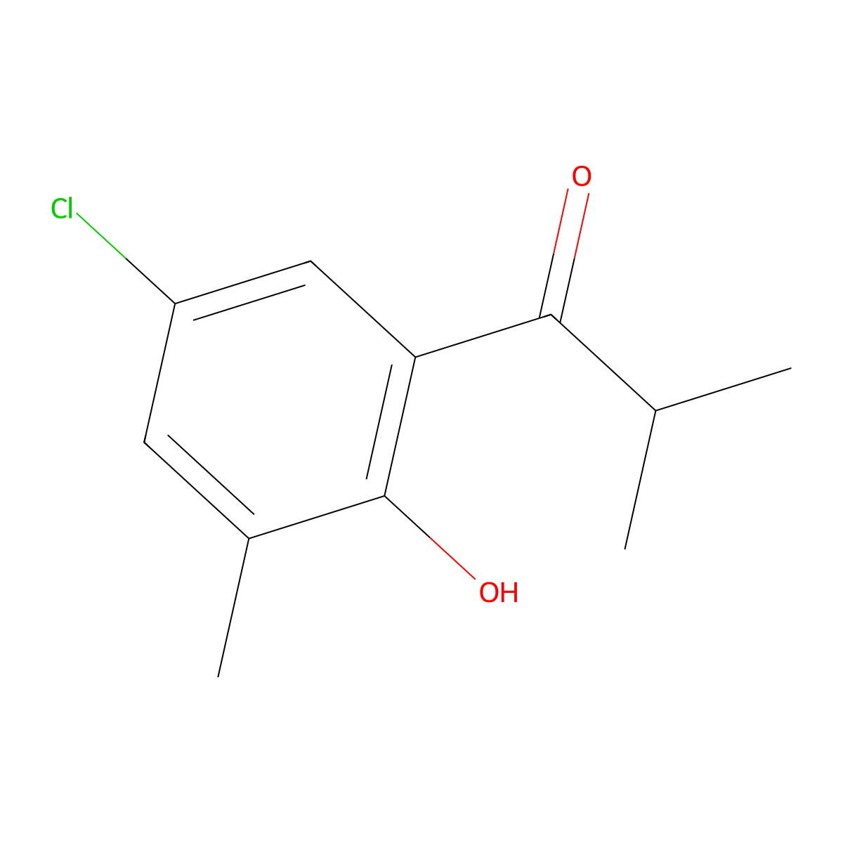 1-(5-Chloro-2-hydroxy-3-methylphenyl)-2-methylpropan-1-one molecular structure, CAS 1249835-80-0