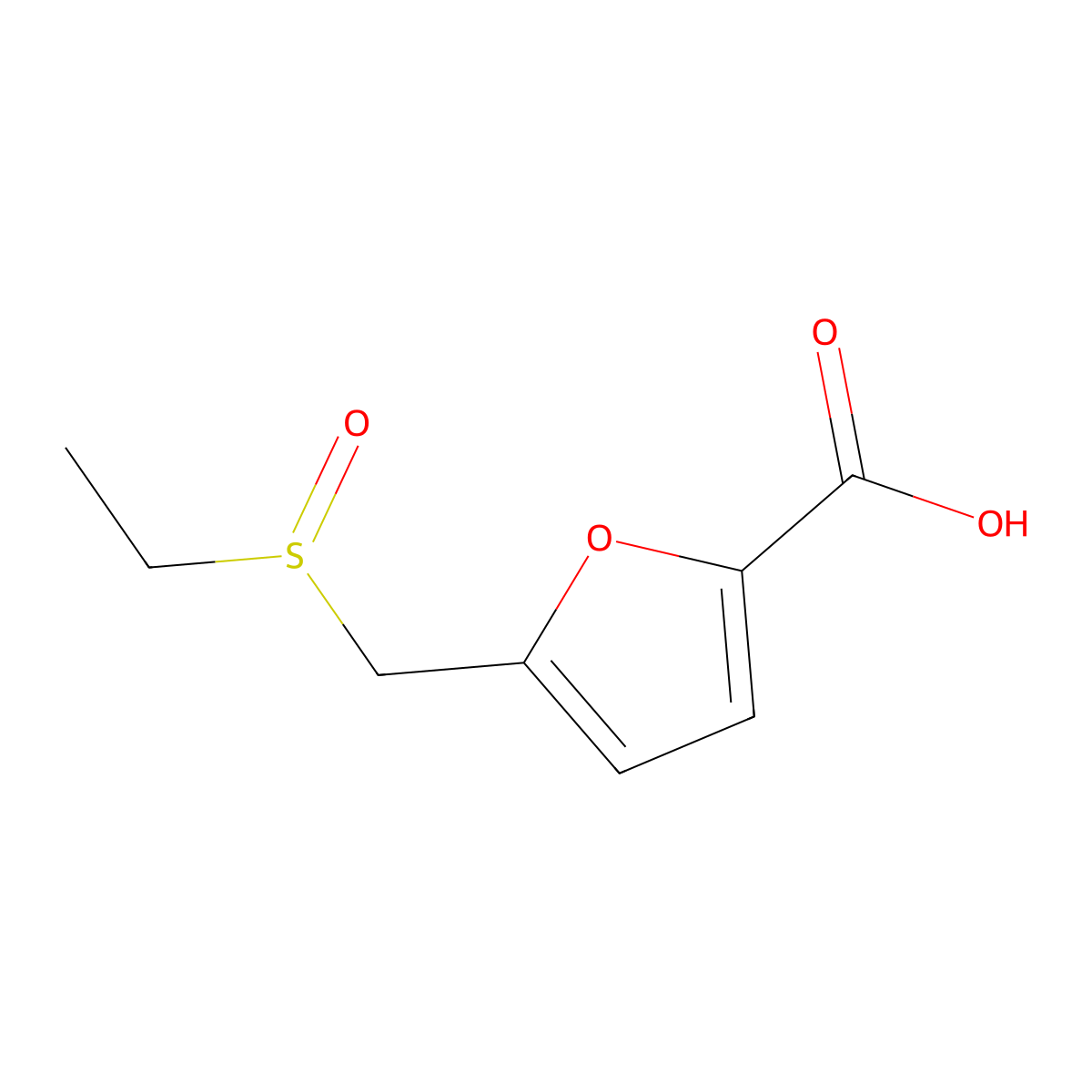5-((Ethylsulfinyl)methyl)furan-2-carboxylic acid molecular structure, CAS 1249836-50-7