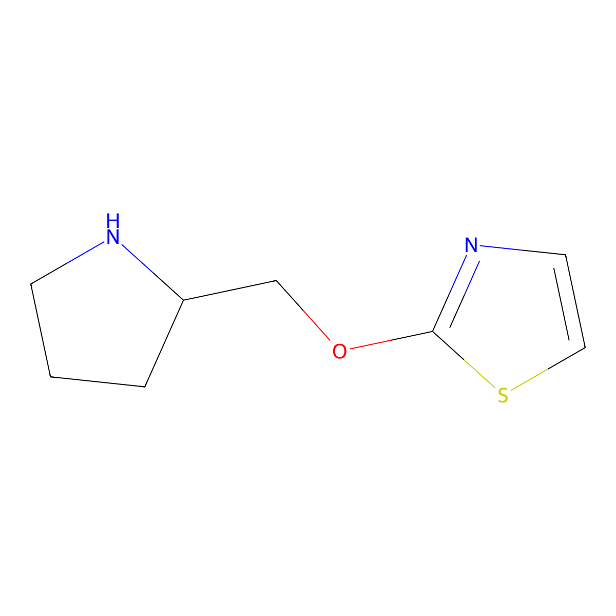 2-[(Pyrrolidin-2-yl)methoxy]-1,3-thiazole molecular structure, CAS 1249836-63-2