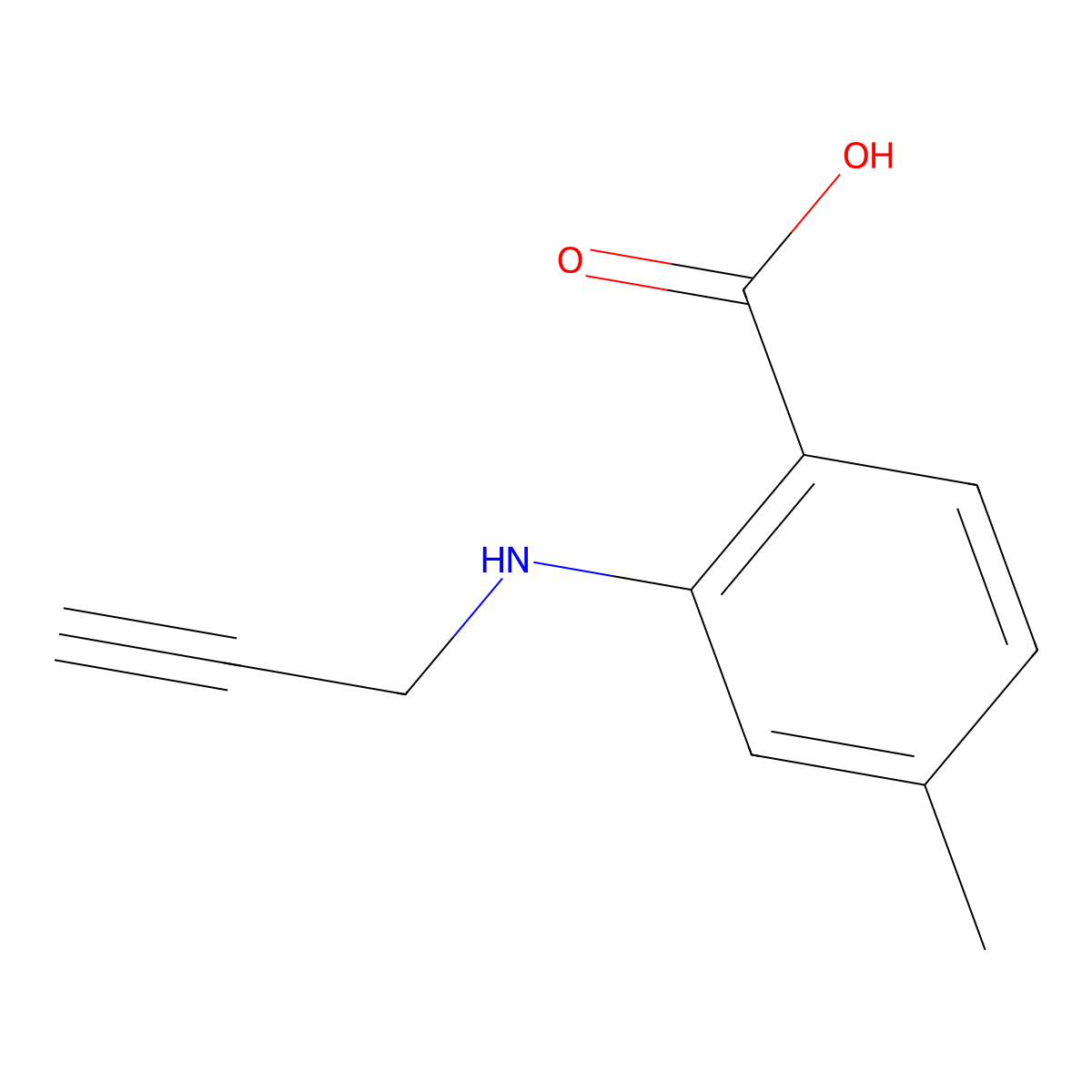 4-Methyl-2-(prop-2-yn-1-ylamino)benzoic acid molecular structure, CAS 1249836-88-1