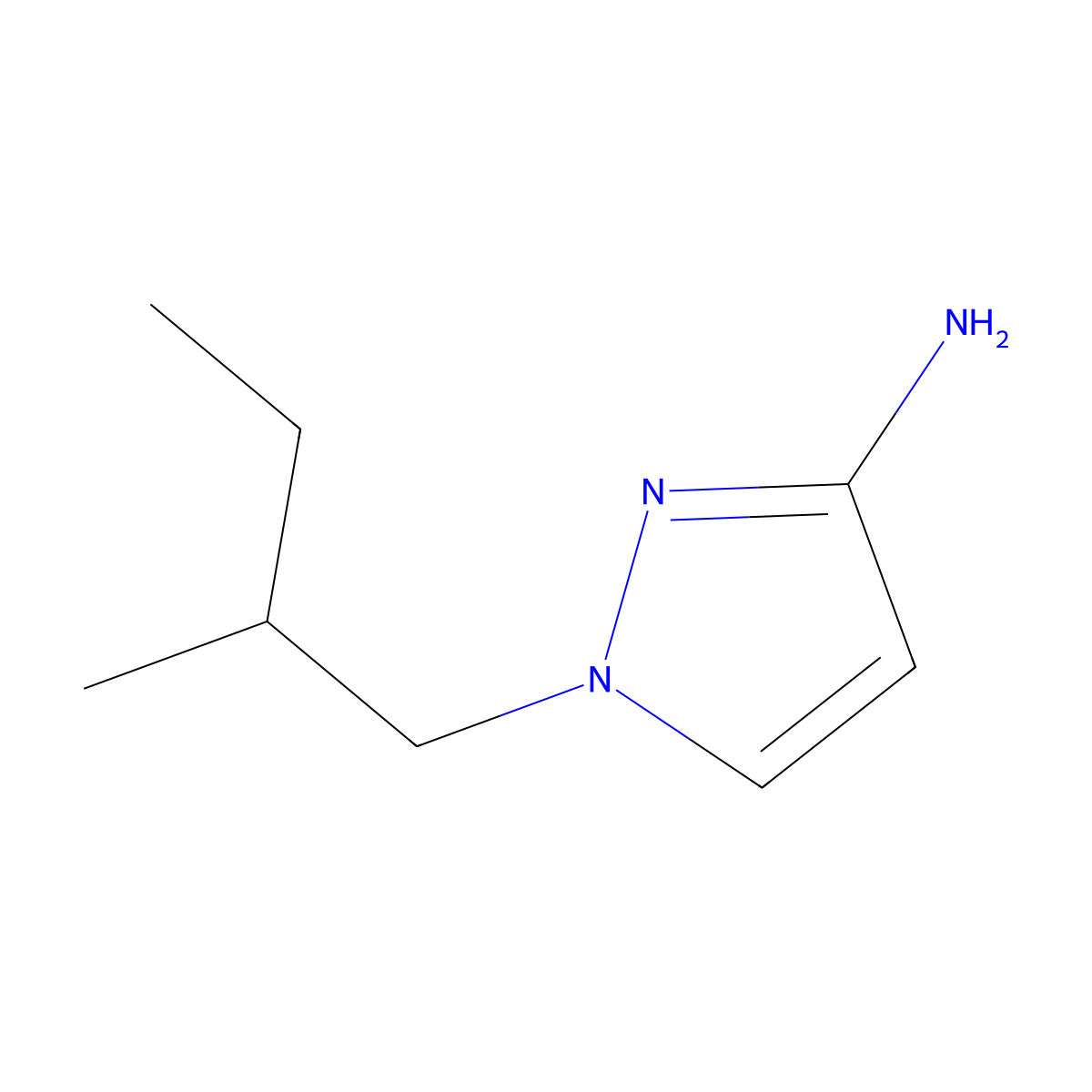 1-(2-methylbutyl)-1H-pyrazol-3-amine molecular structure, CAS 1249836-99-4