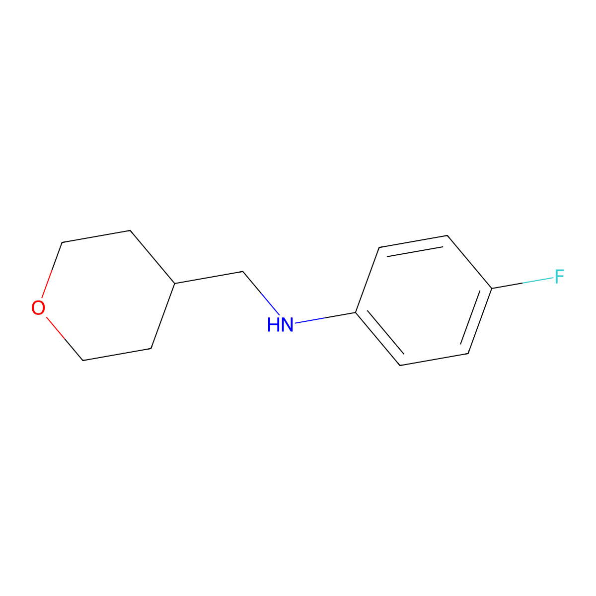 4-fluoro-N-[(oxan-4-yl)methyl]aniline molecular structure, CAS 1249837-02-2