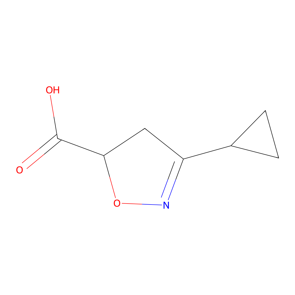 3-Cyclopropyl-4,5-dihydro-1,2-oxazole-5-carboxylic acid molecular structure, CAS 1249837-95-3
