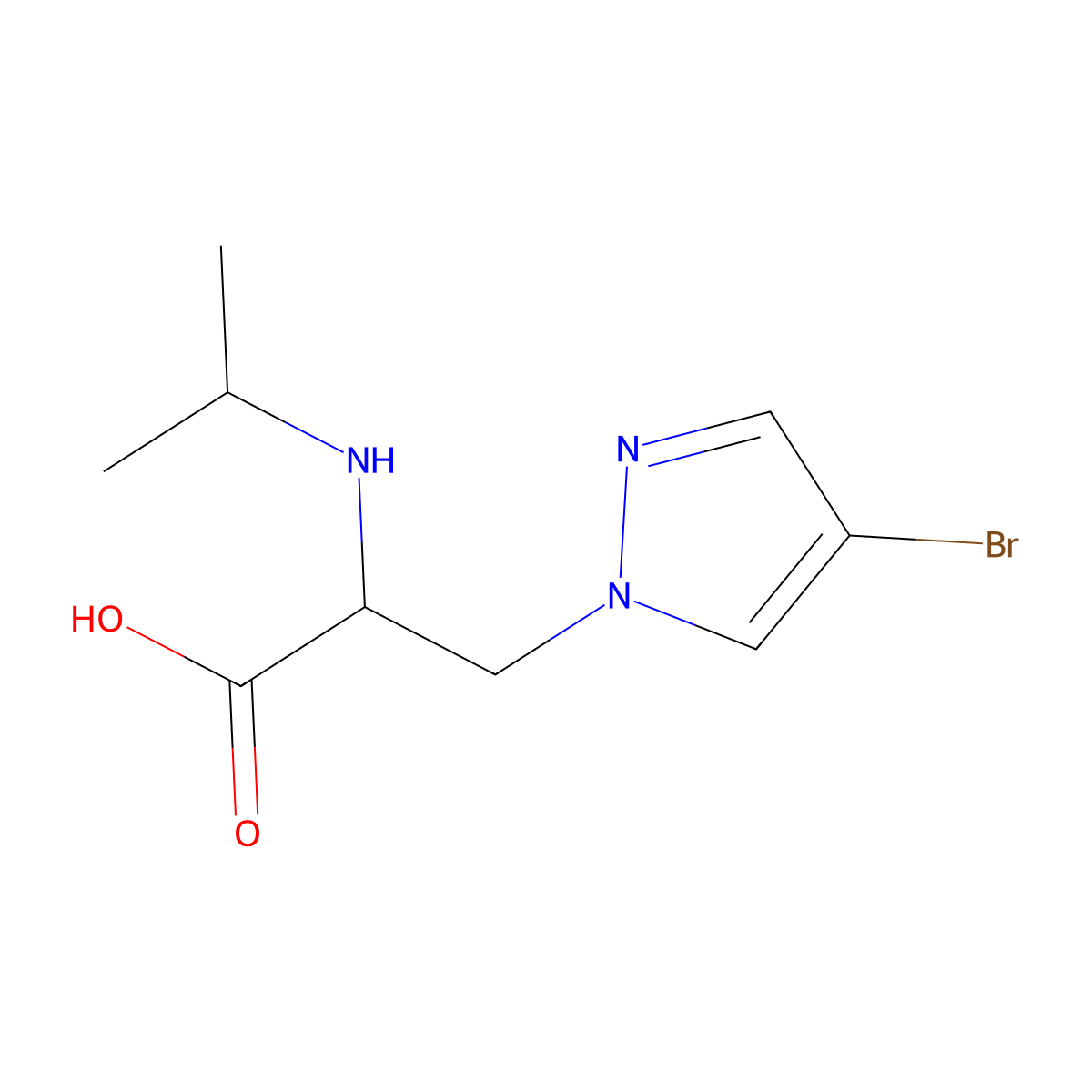3-(4-Bromo-1h-pyrazol-1-yl)-2-(isopropylamino)propanoic acid molecular structure, CAS 1249838-78-5