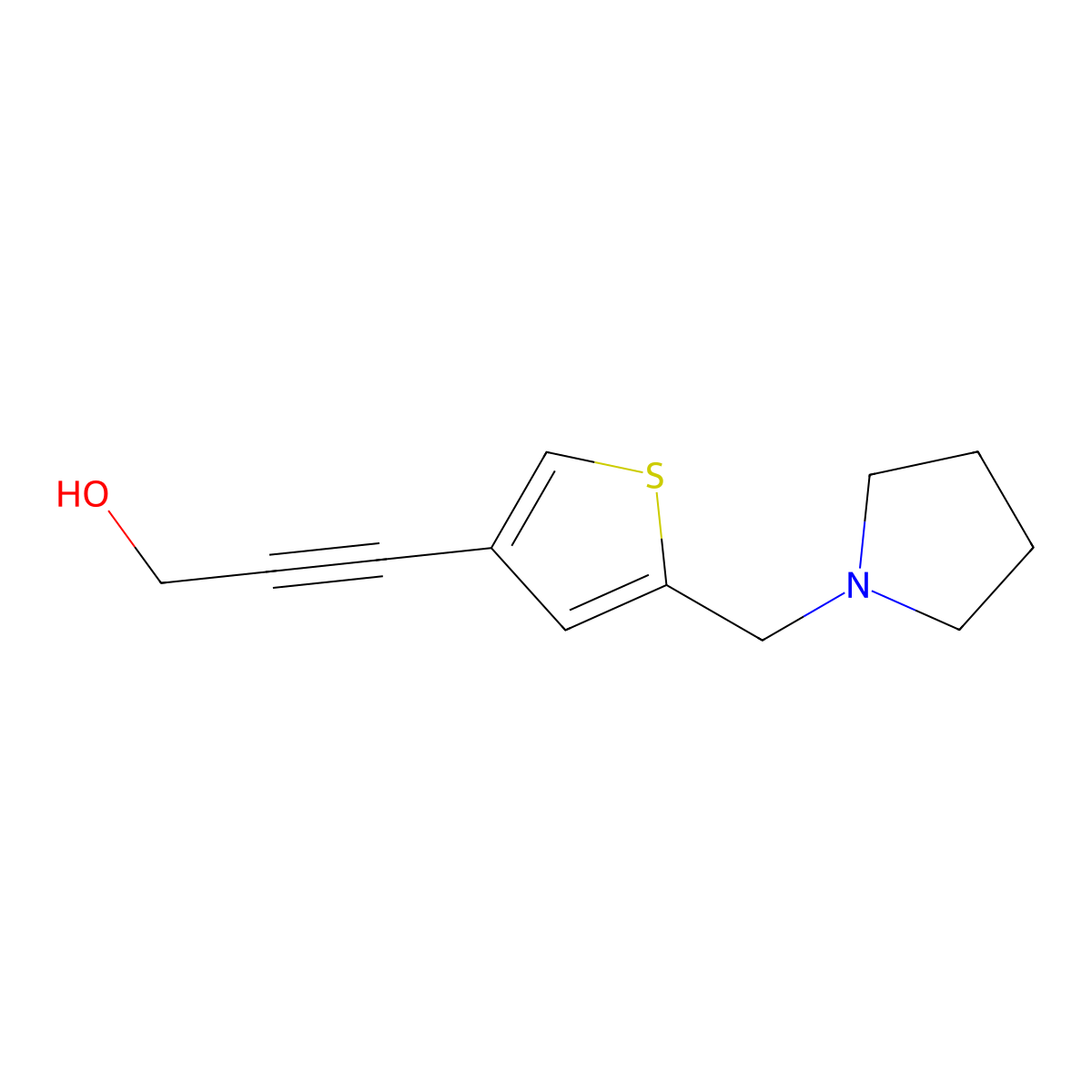 3-(5-(Pyrrolidin-1-ylmethyl)thiophen-3-yl)prop-2-yn-1-ol molecular structure, CAS 1249839-87-9