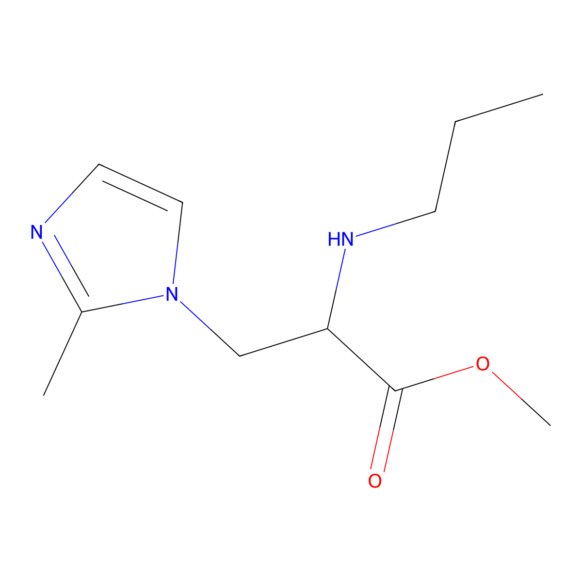 Methyl 3-(2-methyl-1h-imidazol-1-yl)-2-(propylamino)propanoate molecular structure, CAS 1249839-92-6