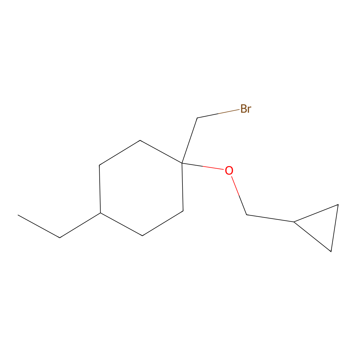 1-(Bromomethyl)-1-(cyclopropylmethoxy)-4-ethylcyclohexane molecular structure, CAS 1249842-08-7