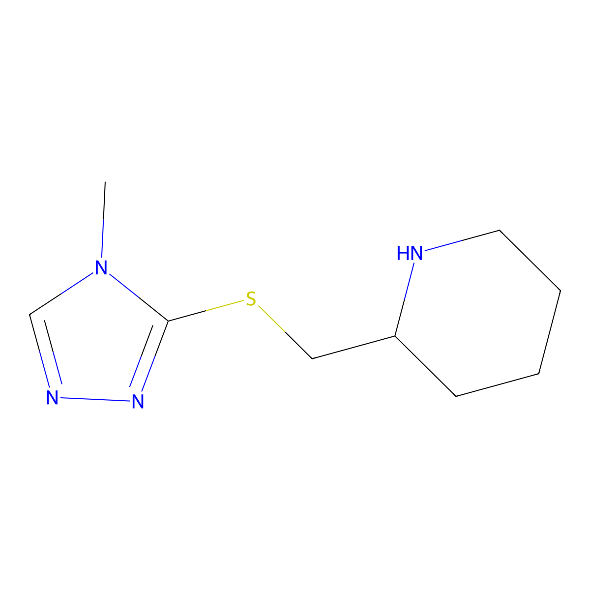 2-{[(4-methyl-4H-1,2,4-triazol-3-yl)sulfanyl]methyl}piperidine molecular structure, CAS 1249844-16-3