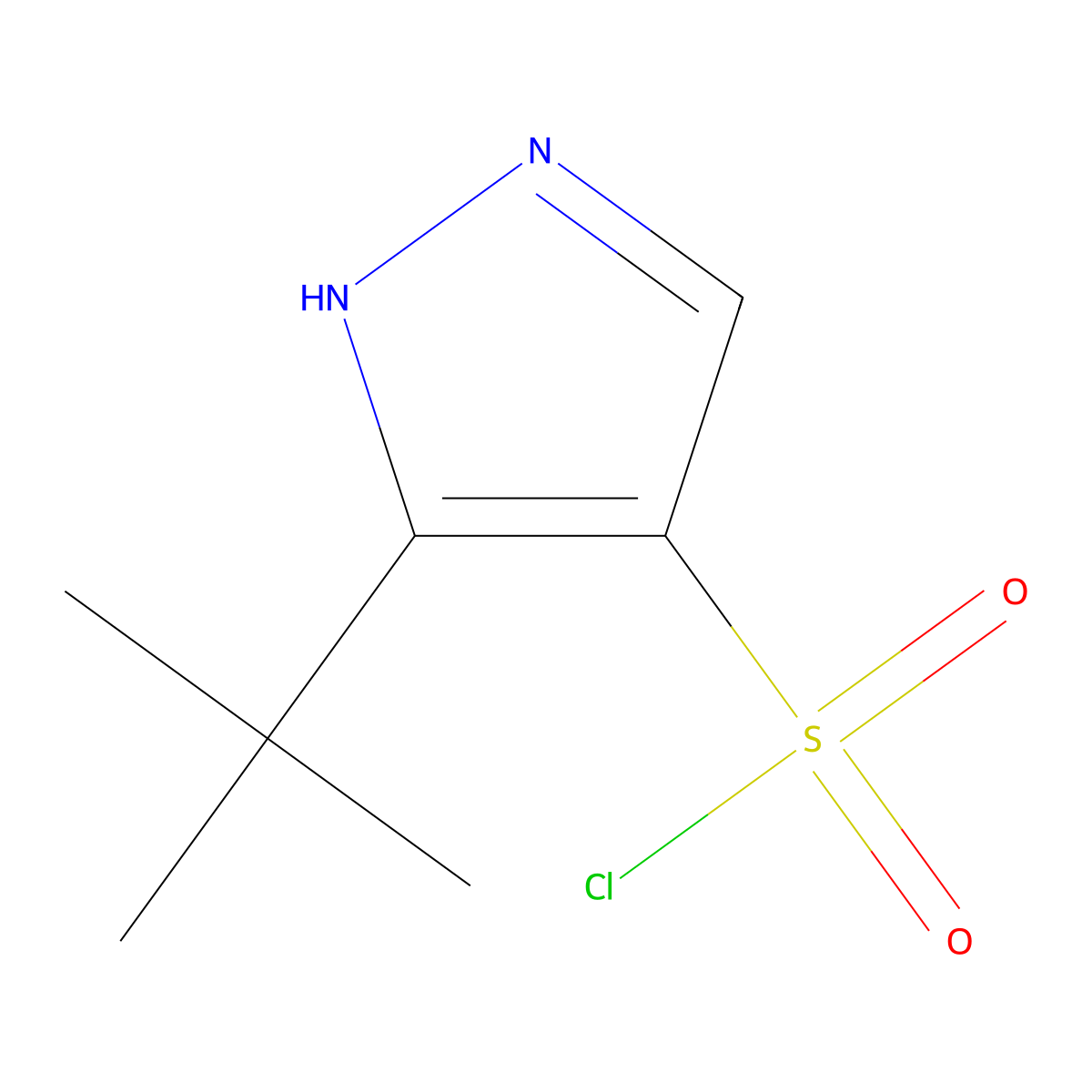 3-(1,1-Dimethylethyl)-1H-pyrazole-4-sulfonyl chloride molecular structure, CAS 1249845-38-2