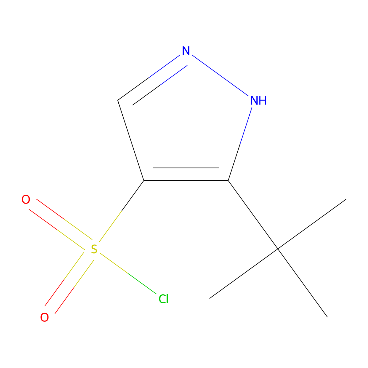 3-(1,1-Dimethylethyl)-1H-pyrazole-4-sulfonyl chloride molecular structure, CAS 1249845-38-2