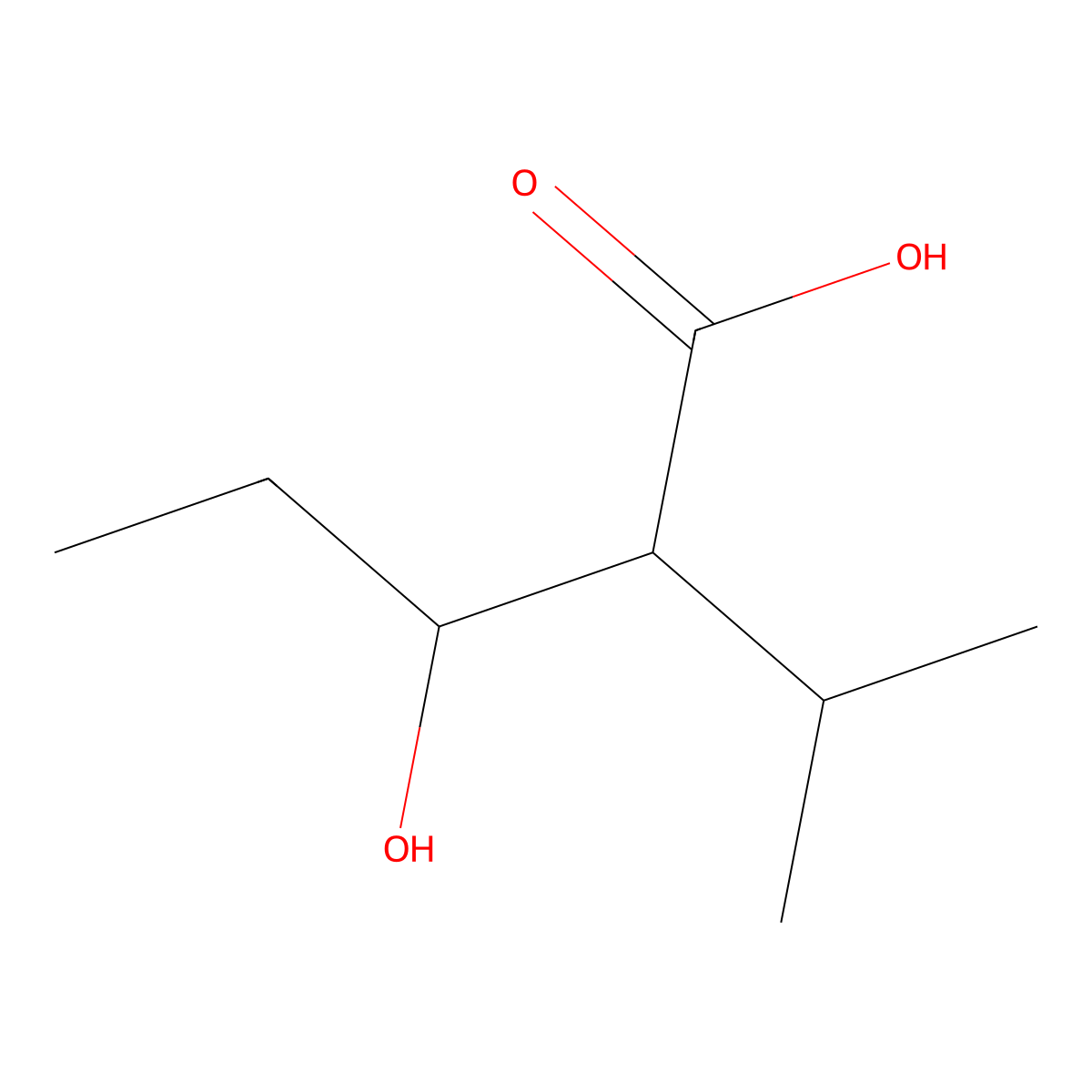 3-Hydroxy-2-isopropylpentanoic acid molecular structure, CAS 1249846-21-6