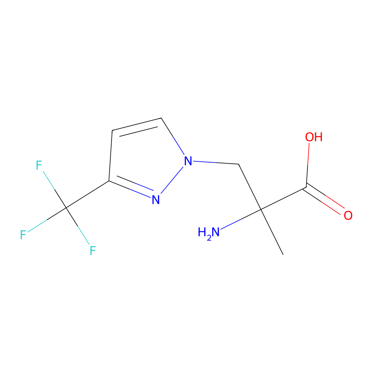 2-Amino-2-methyl-3-(3-(trifluoromethyl)-1h-pyrazol-1-yl)propanoic acid molecular structure, CAS 1249846-70-5