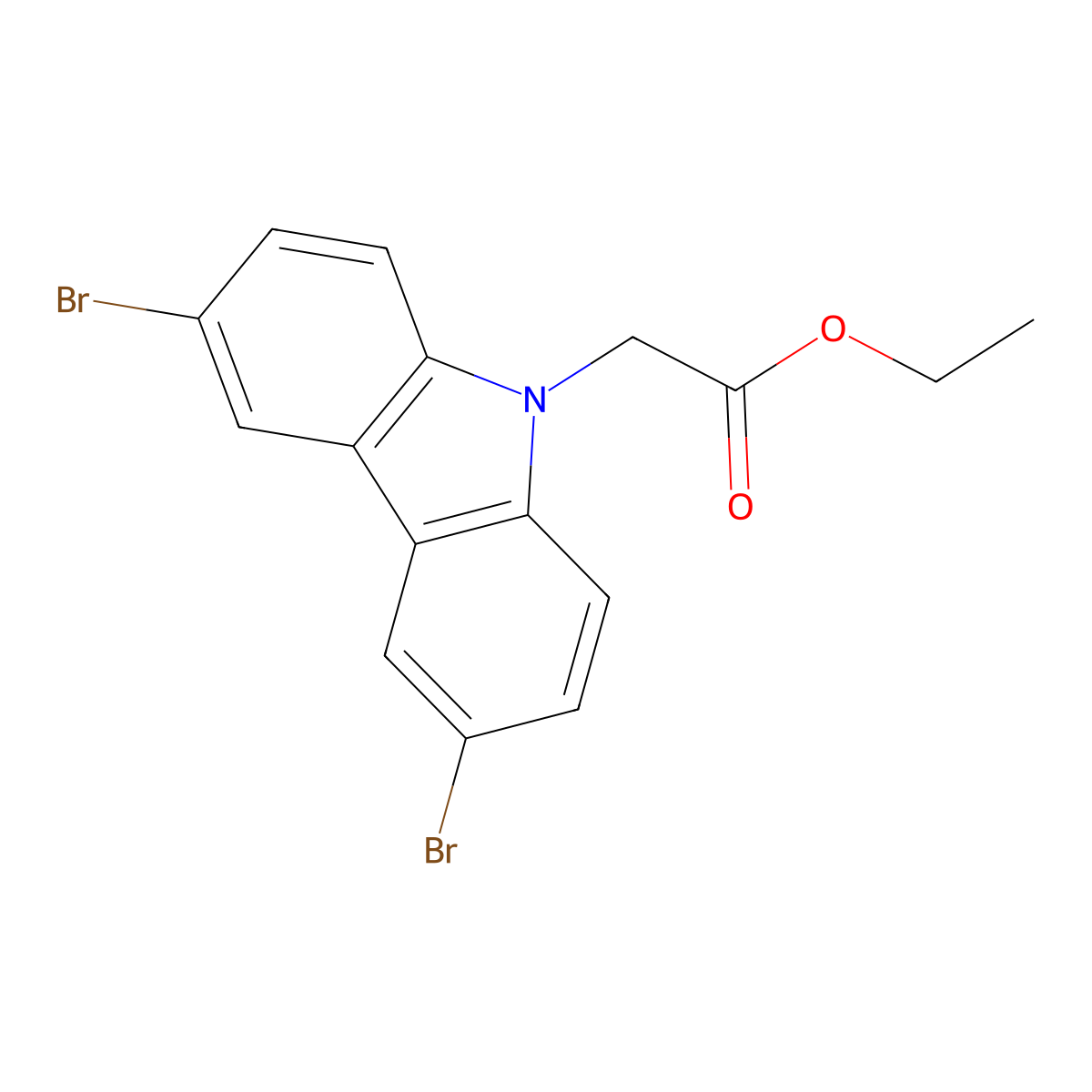Ethyl 2-(3,6-dibromo-9H-carbazol-9-yl)acetate molecular structure, CAS 124985-06-4