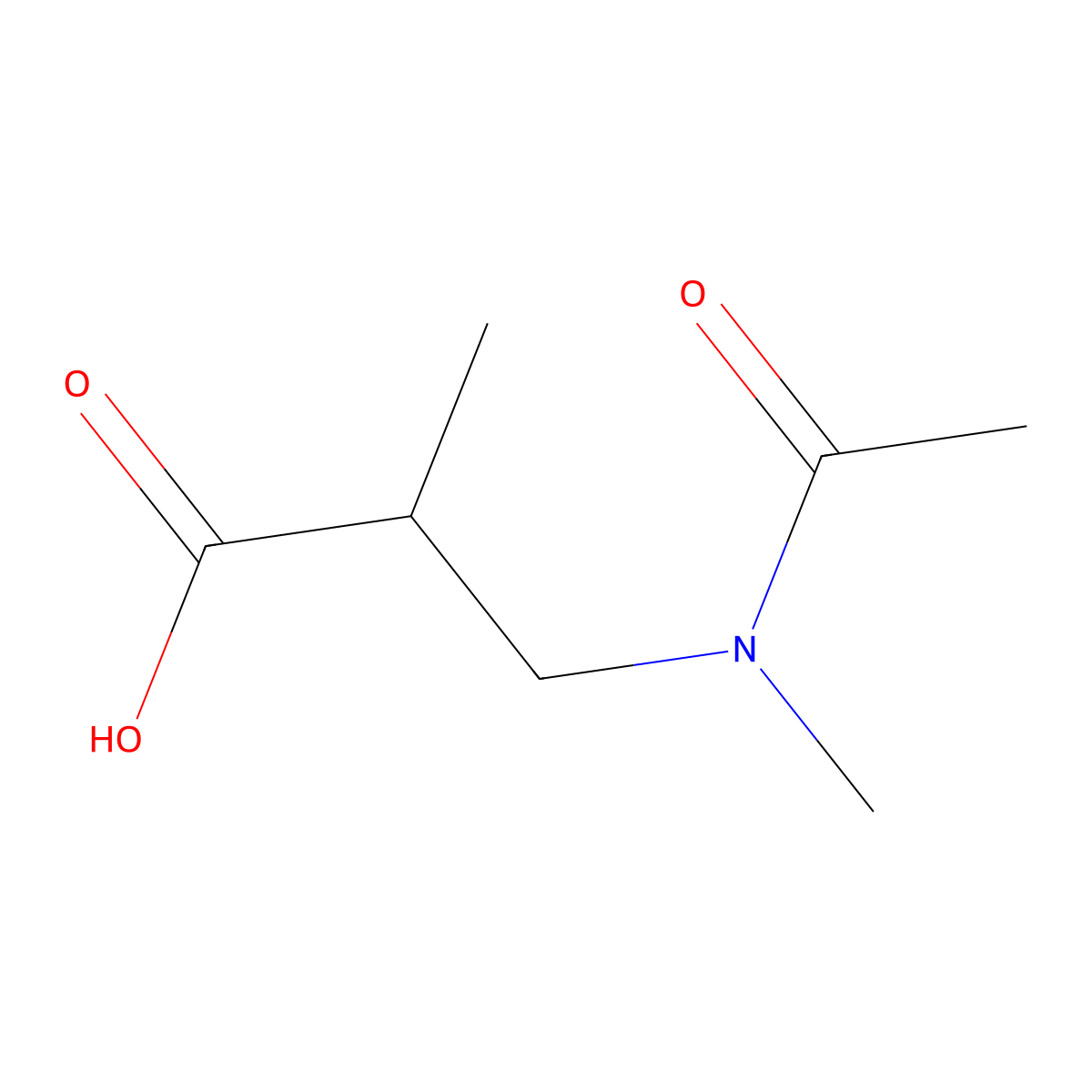 2-methyl-3-(N-methylacetamido)propanoic acid molecular structure, CAS 1249854-00-9
