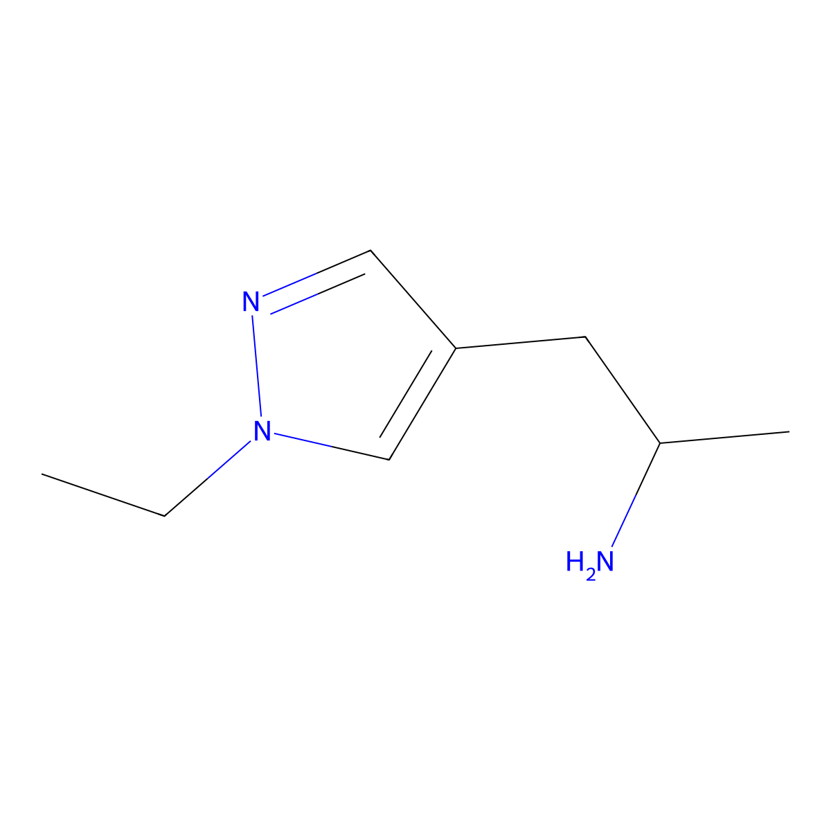 1-(1-ethyl-1H-pyrazol-4-yl)propan-2-amine molecular structure, CAS 1249855-10-4