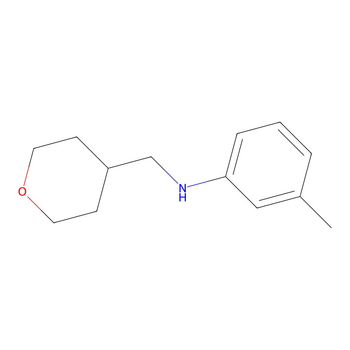 3-methyl-N-[(oxan-4-yl)methyl]aniline molecular structure, CAS 1249858-06-7