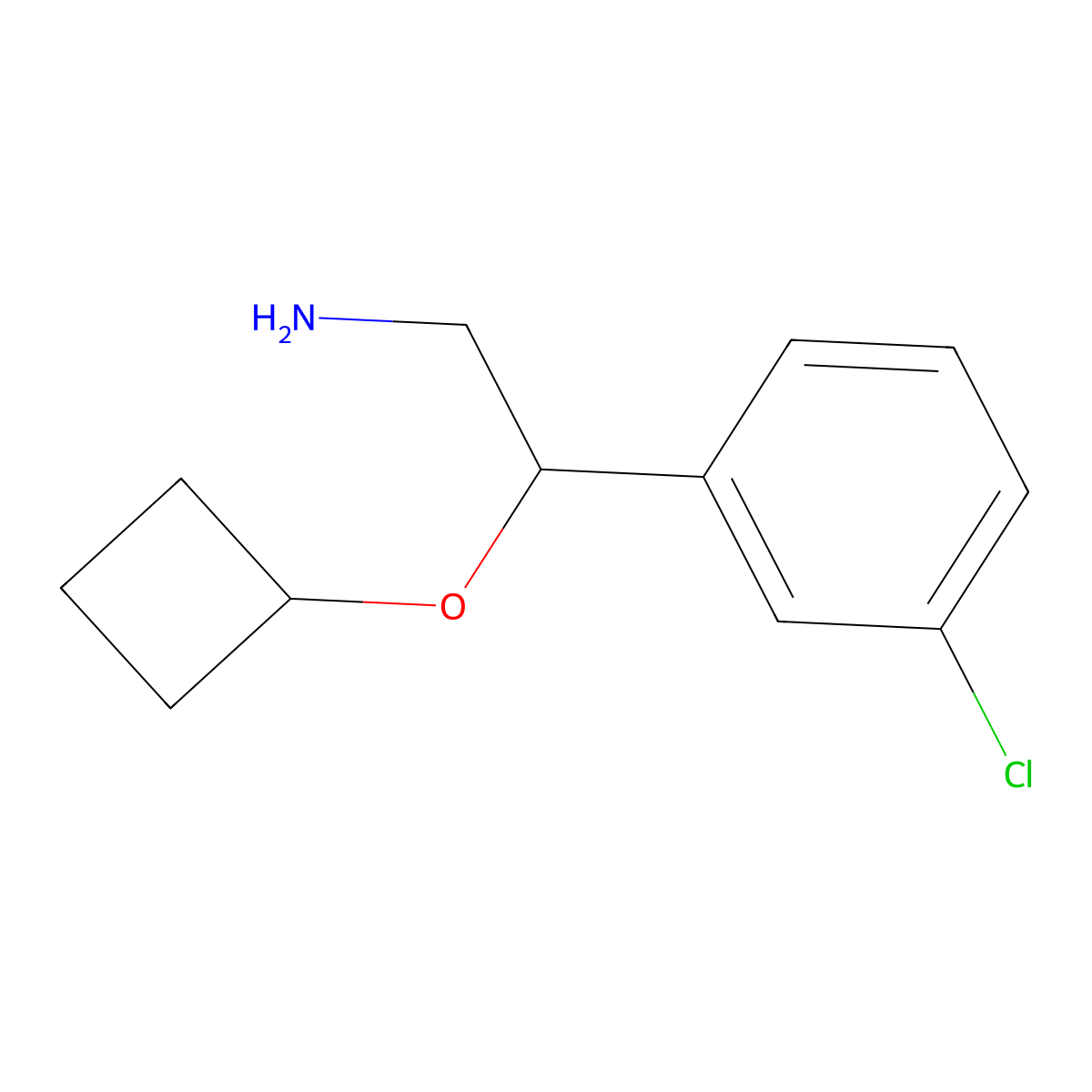 2-(3-Chlorophenyl)-2-cyclobutoxyethan-1-amine molecular structure, CAS 1249860-16-9
