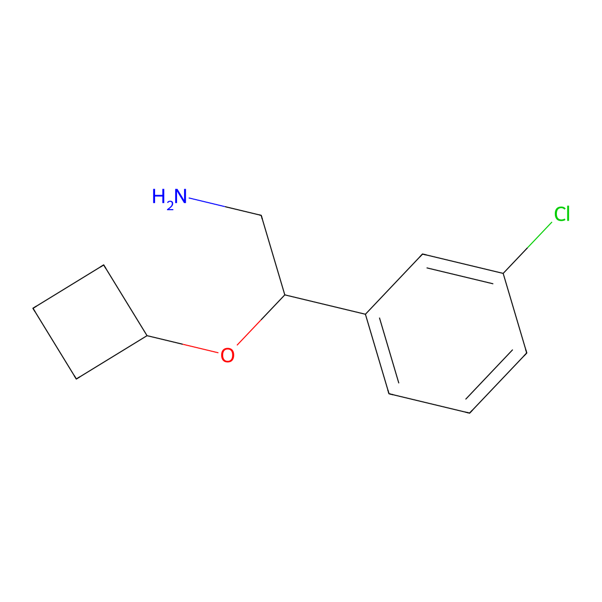 2-(3-Chlorophenyl)-2-cyclobutoxyethan-1-amine molecular structure, CAS 1249860-16-9