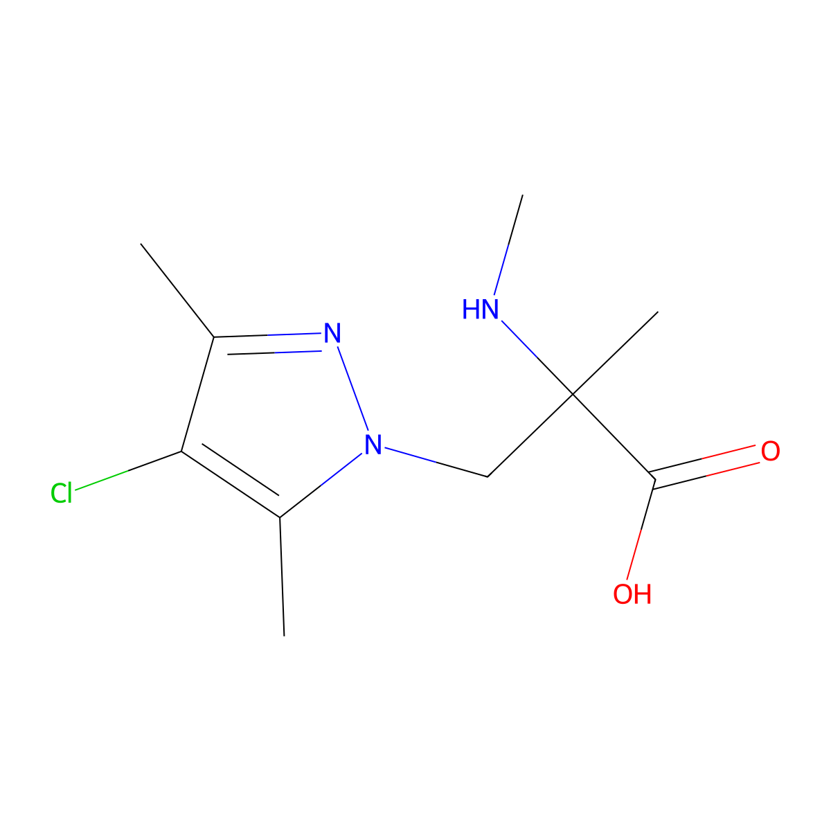 3-(4-Chloro-3,5-dimethyl-1h-pyrazol-1-yl)-2-methyl-2-(methylamino)propanoic acid molecular structure, CAS 1249862-61-0
