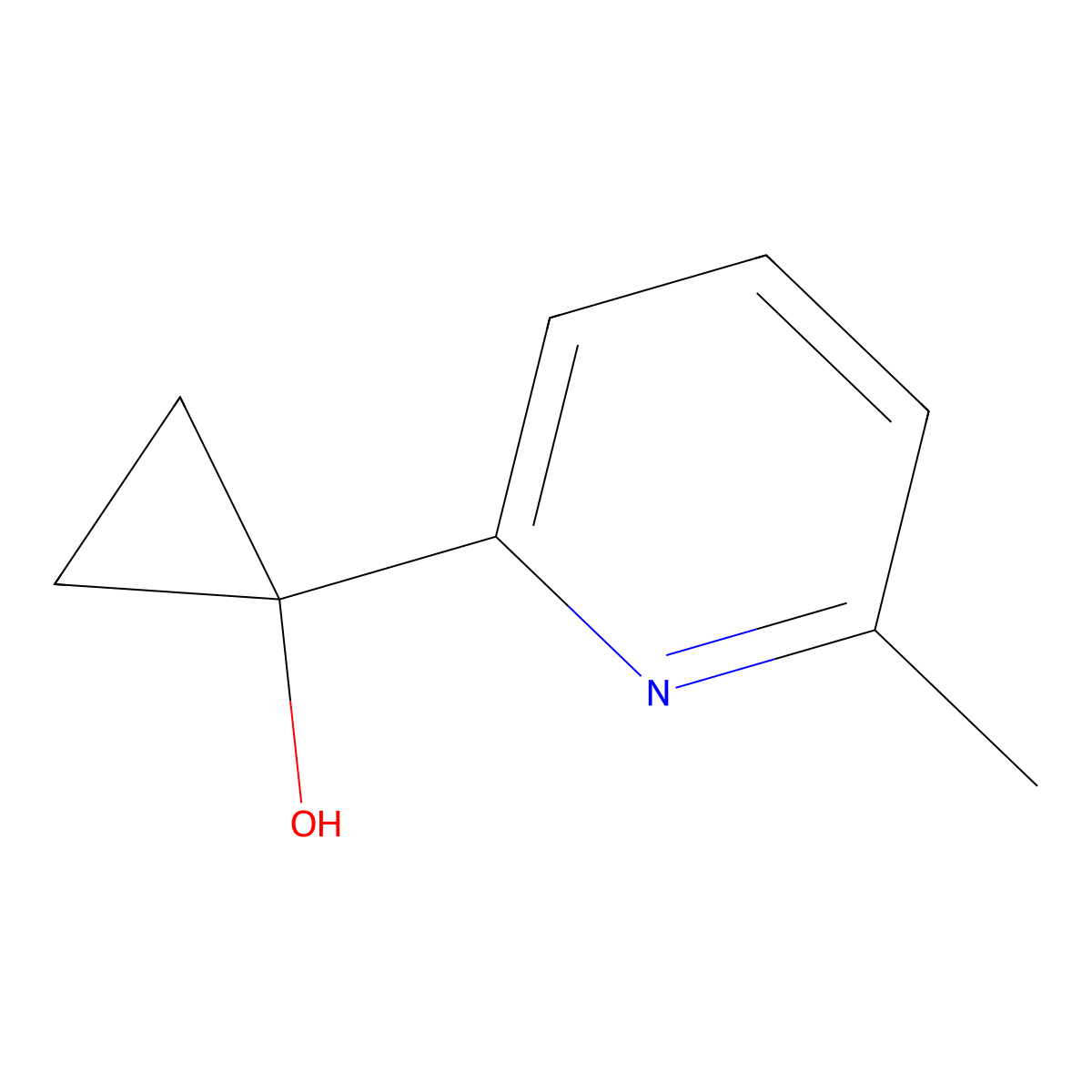 1-(6-Methylpyridin-2-yl)cyclopropan-1-ol molecular structure, CAS 1249862-80-3