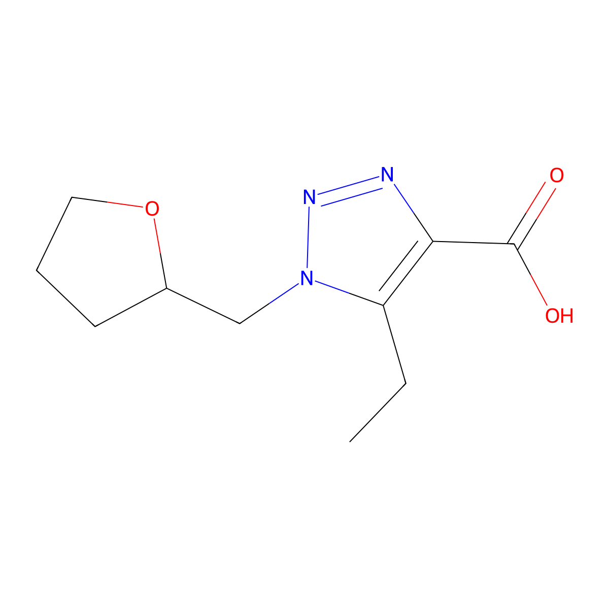 5-Ethyl-1-((tetrahydrofuran-2-yl)methyl)-1h-1,2,3-triazole-4-carboxylic acid molecular structure, CAS 1249865-55-1