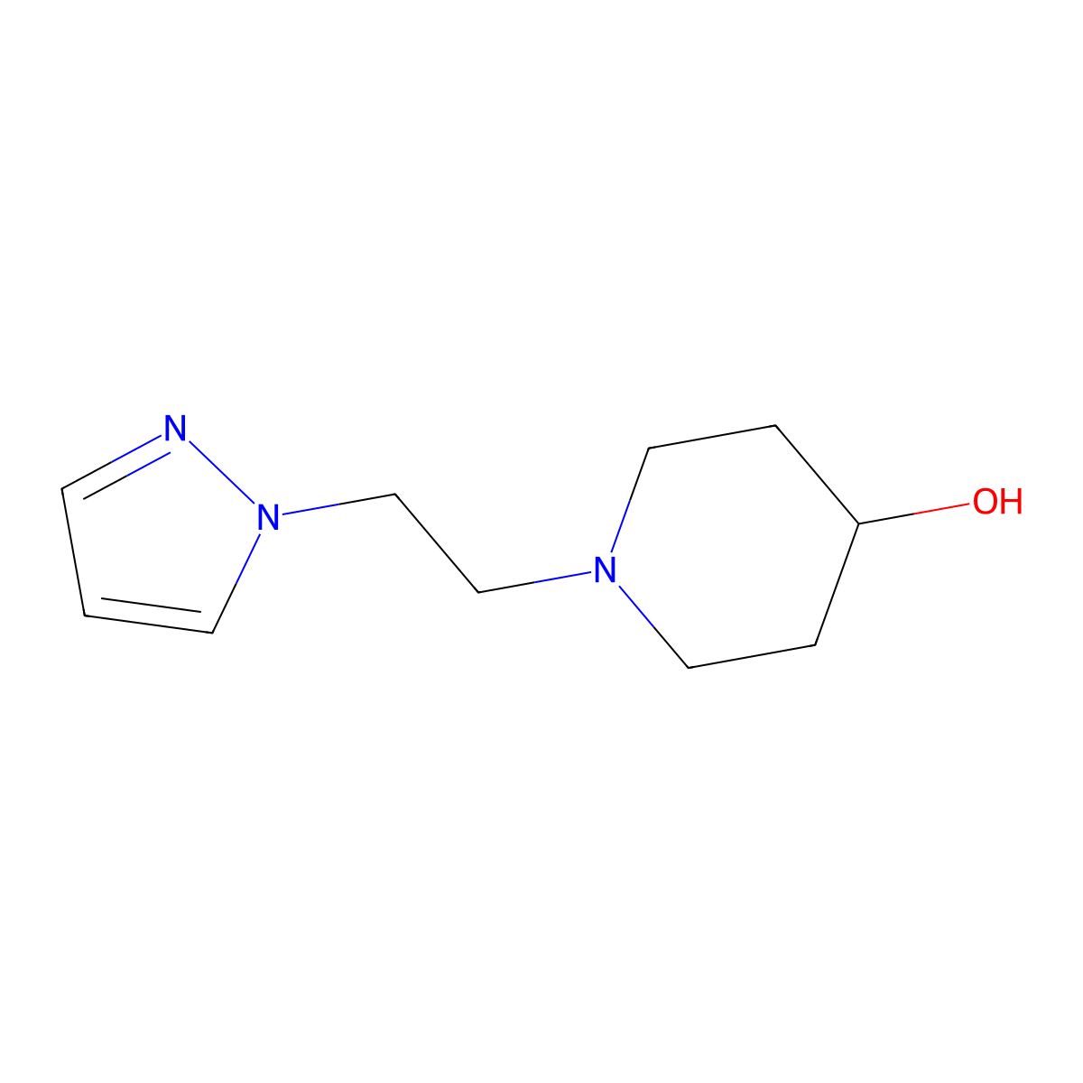 1-[2-(1H-pyrazol-1-yl)ethyl]piperidin-4-ol molecular structure, CAS 1249865-66-4