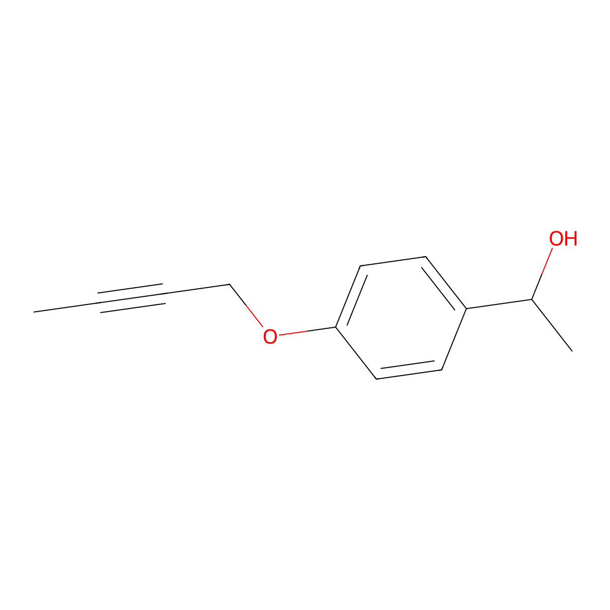 1-[4-(But-2-yn-1-yloxy)phenyl]ethan-1-ol molecular structure, CAS 1249866-43-0