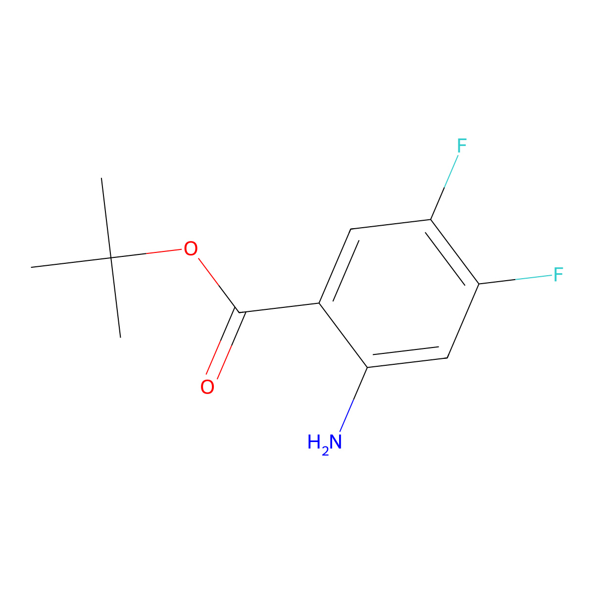 Tert-butyl 2-amino-4,5-difluorobenzoate molecular structure, CAS 1249866-86-1