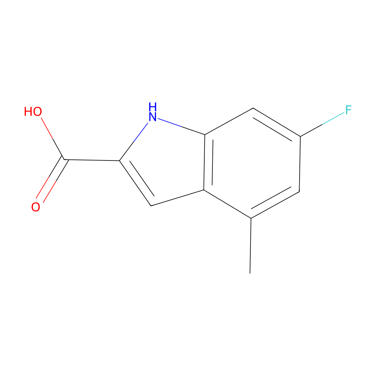 6-fluoro-4-methyl-1H-indole-2-carboxylic acid molecular structure, CAS 1249870-64-1