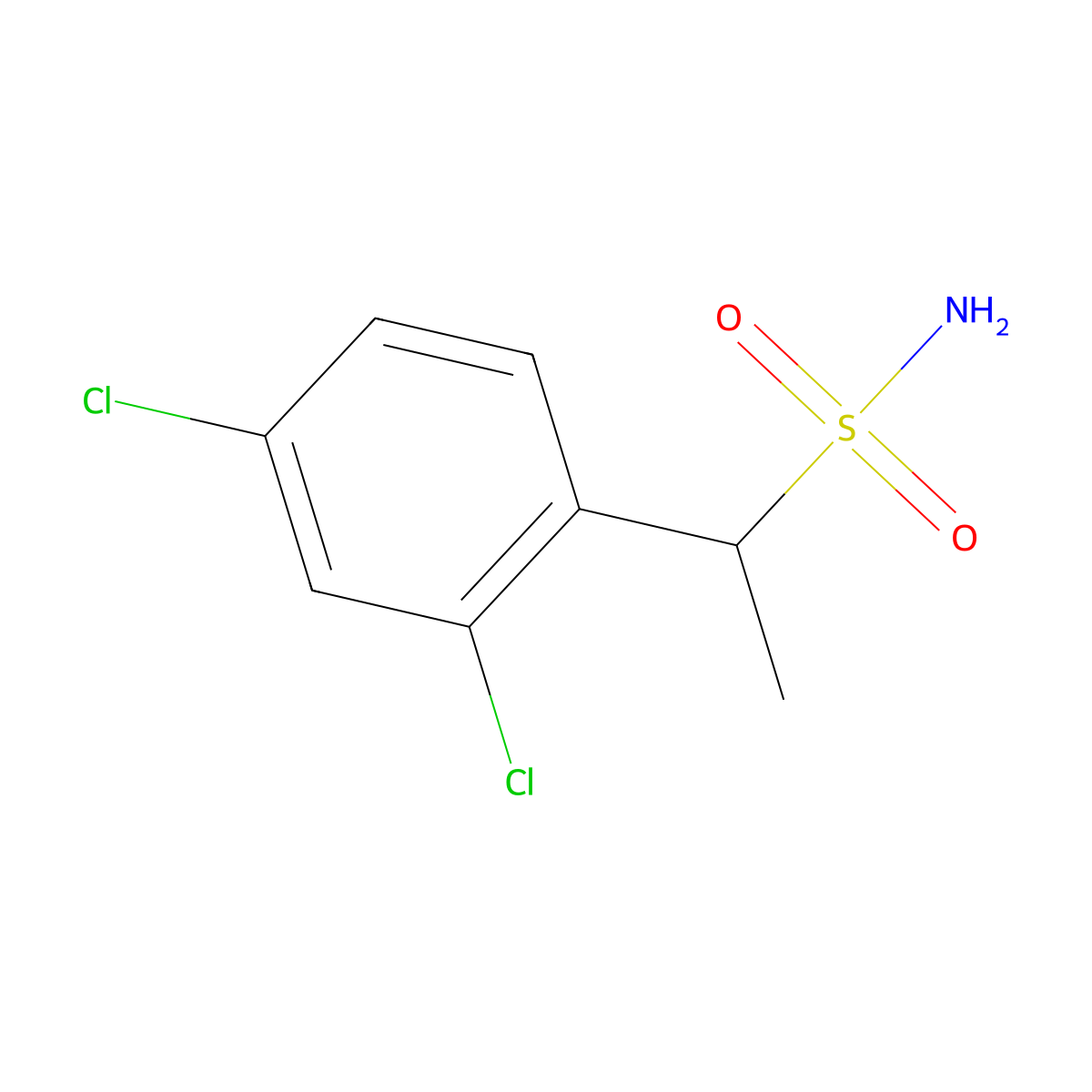 1-(2,4-Dichlorophenyl)ethane-1-sulfonamide molecular structure, CAS 1249874-04-1