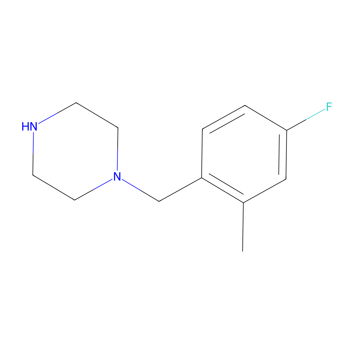 1-[(4-Fluoro-2-methylphenyl)methyl]piperazine molecular structure, CAS 1249876-91-2