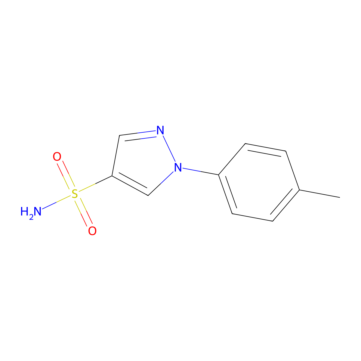 1-(4-methylphenyl)-1H-pyrazole-4-sulfonamide molecular structure, CAS 1249880-37-2