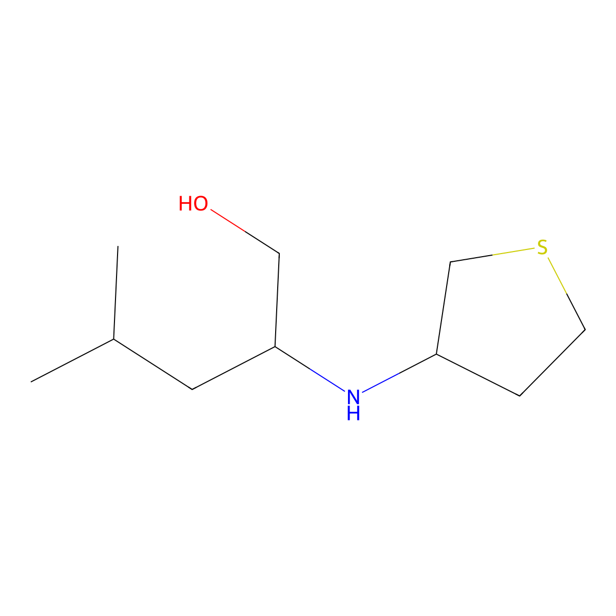 4-Methyl-2-[(thiolan-3-yl)amino]pentan-1-ol molecular structure, CAS 1249880-39-4