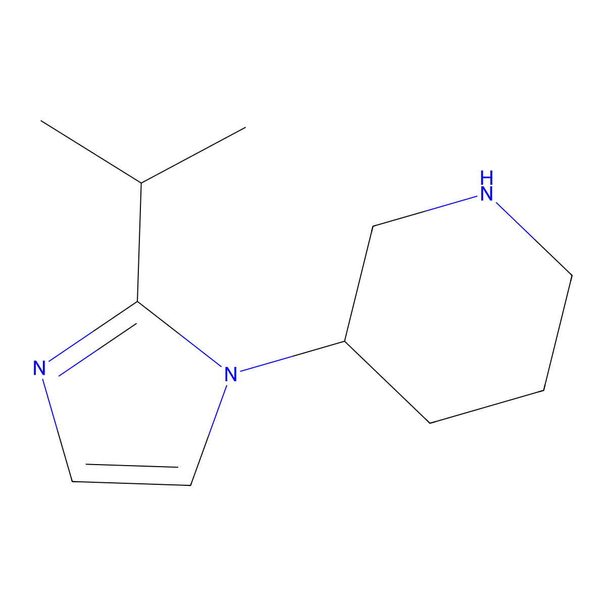3-[2-(propan-2-yl)-1H-imidazol-1-yl]piperidine molecular structure, CAS 1249887-18-0