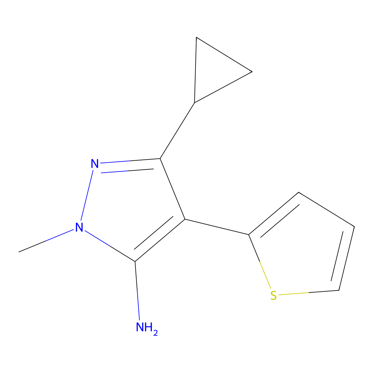 3-Cyclopropyl-1-methyl-4-(thiophen-2-yl)-1h-pyrazol-5-amine molecular structure, CAS 1249887-49-7
