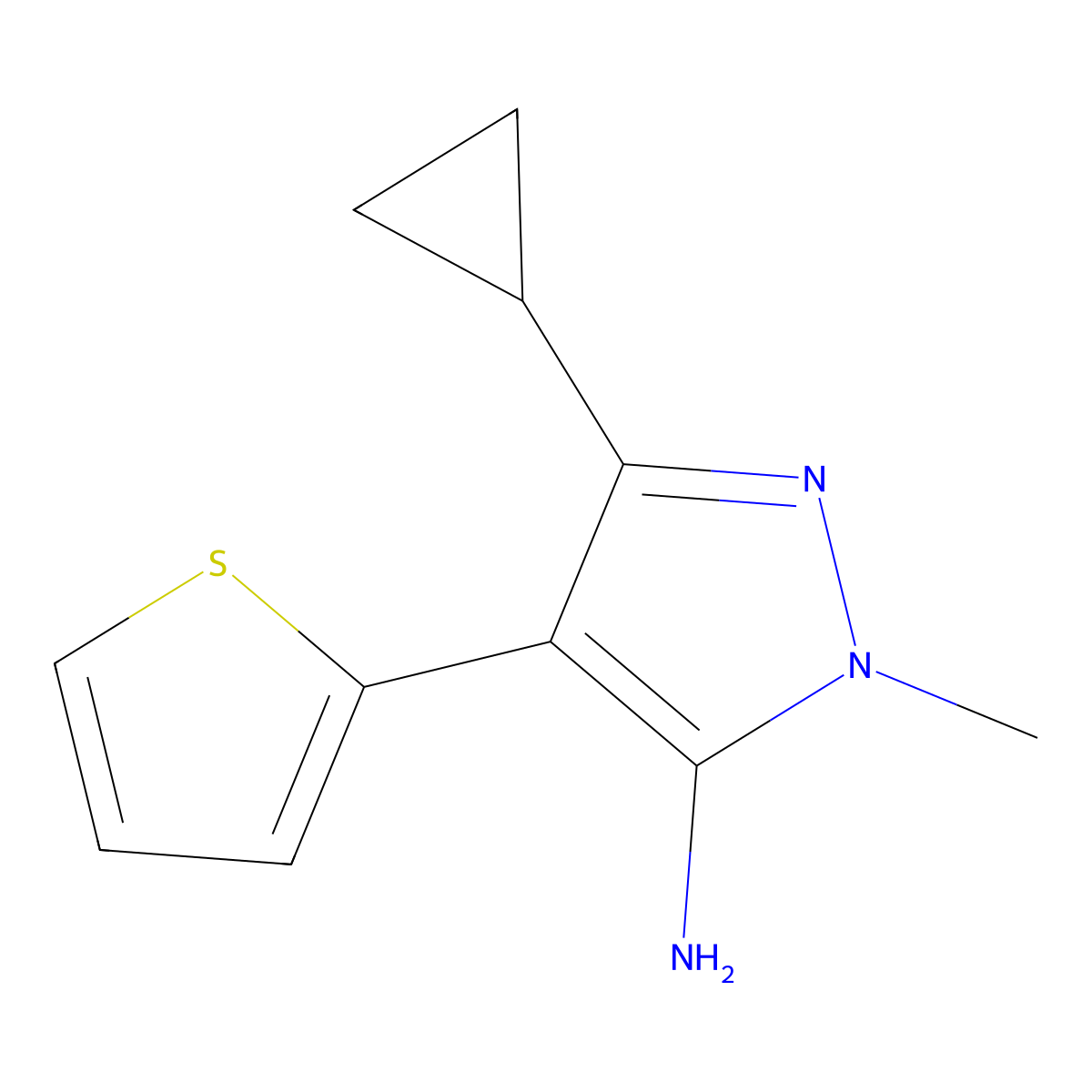 3-Cyclopropyl-1-methyl-4-(thiophen-2-yl)-1h-pyrazol-5-amine molecular structure, CAS 1249887-49-7