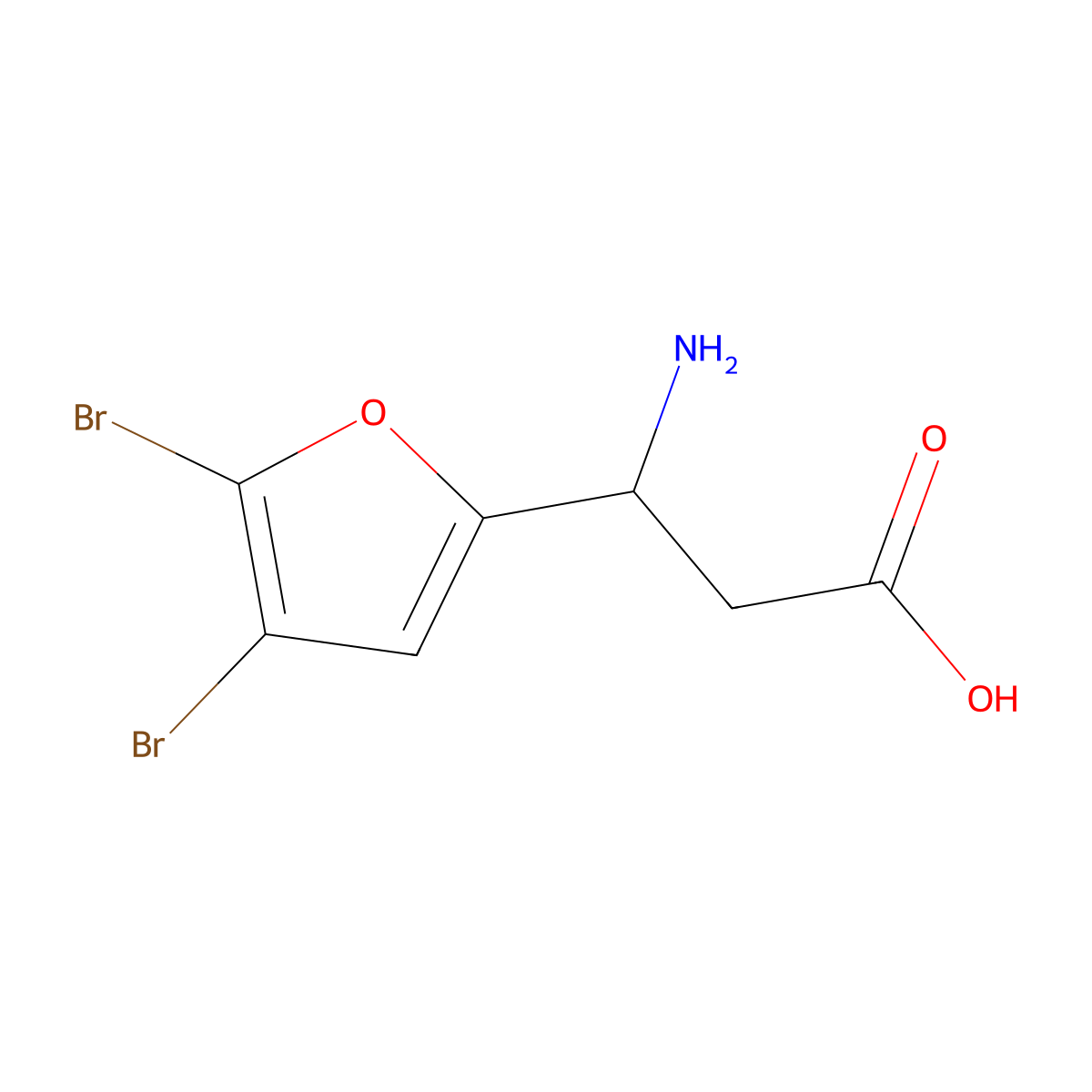 3-Amino-3-(4,5-dibromofuran-2-yl)propanoic acid molecular structure, CAS 1249890-31-0