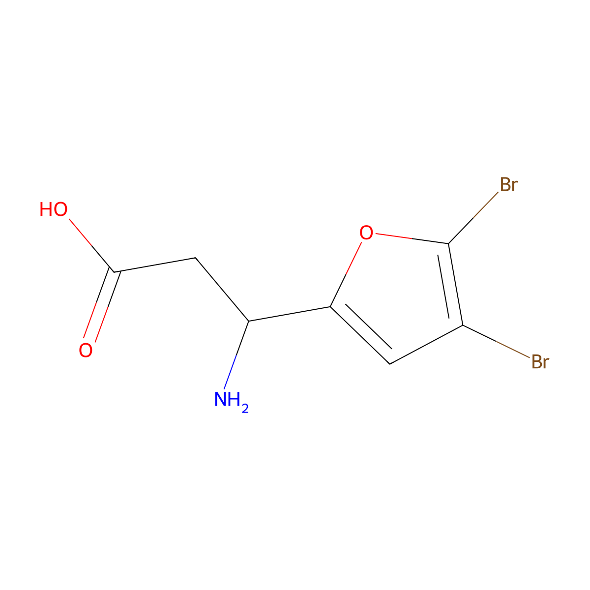 3-Amino-3-(4,5-dibromofuran-2-yl)propanoic acid molecular structure, CAS 1249890-31-0