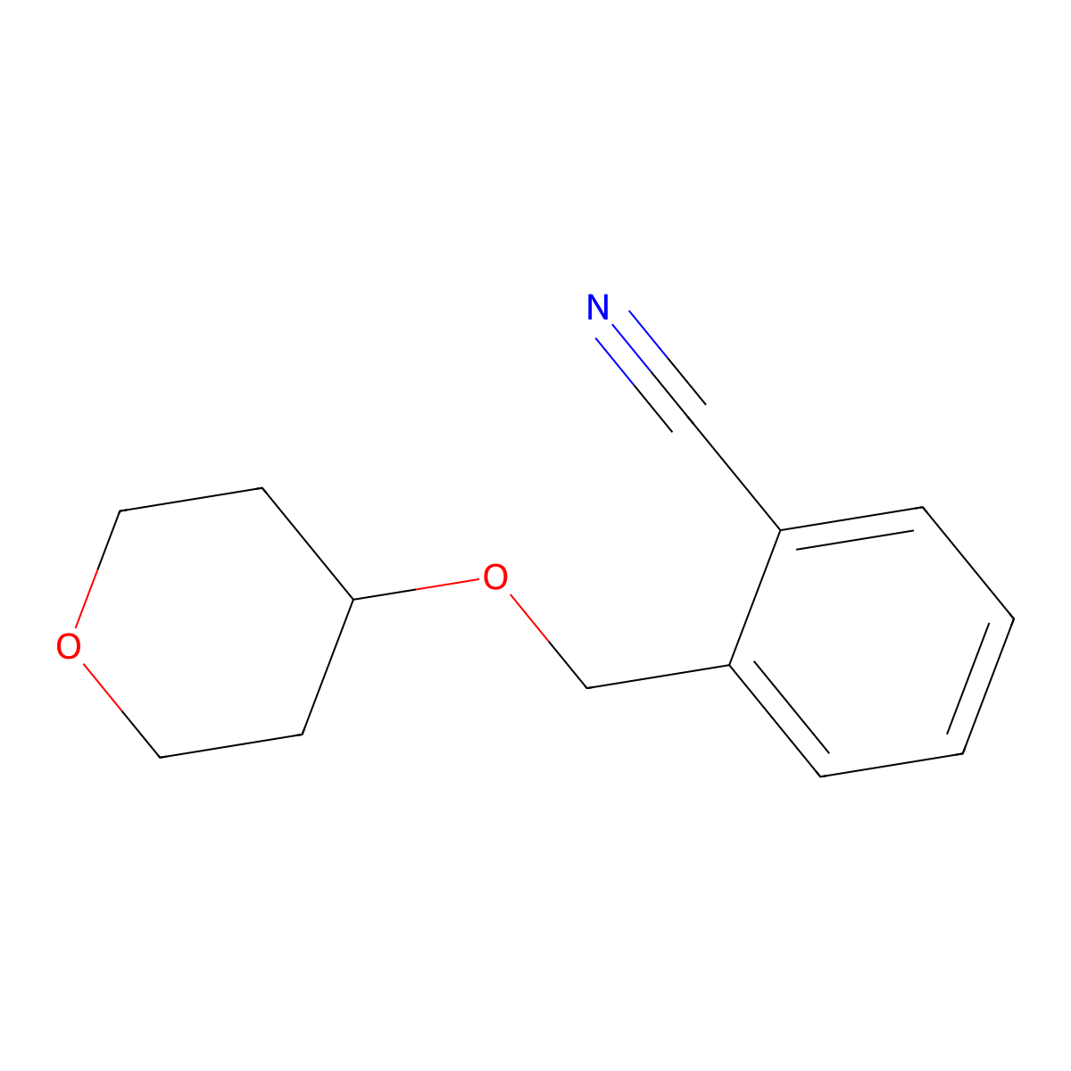 2-[(Oxan-4-yloxy)methyl]benzonitrile molecular structure, CAS 1249891-39-1