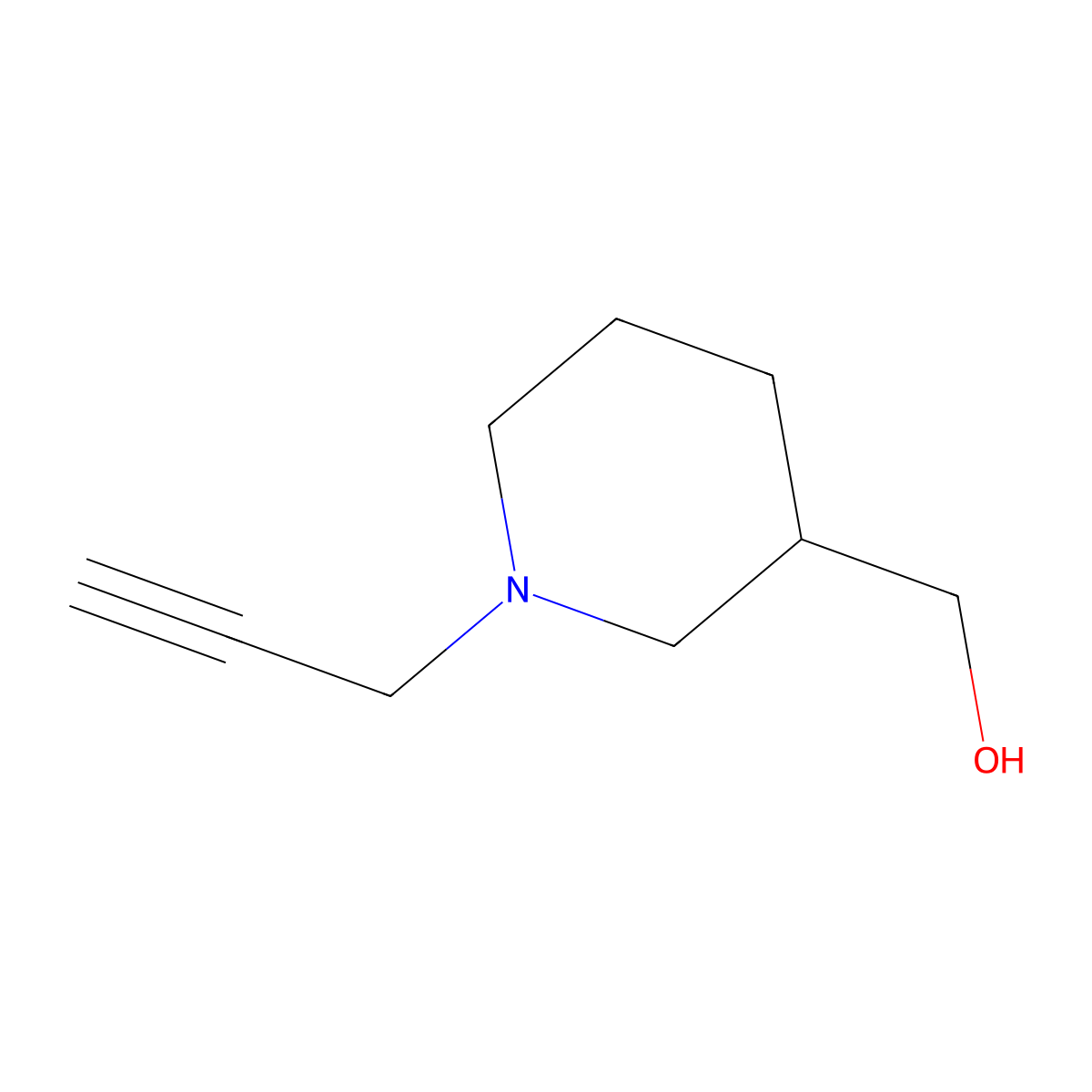 (1-(Prop-2-yn-1-yl)piperidin-3-yl)methanol molecular structure, CAS 1249891-84-6