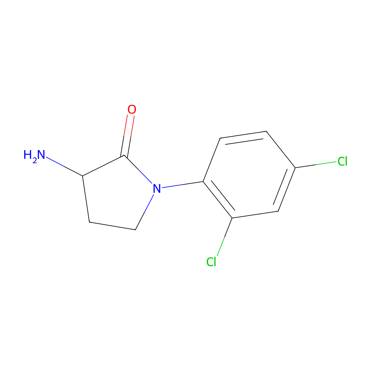 3-Amino-1-(2,4-dichlorophenyl)pyrrolidin-2-one molecular structure, CAS 1249892-22-5