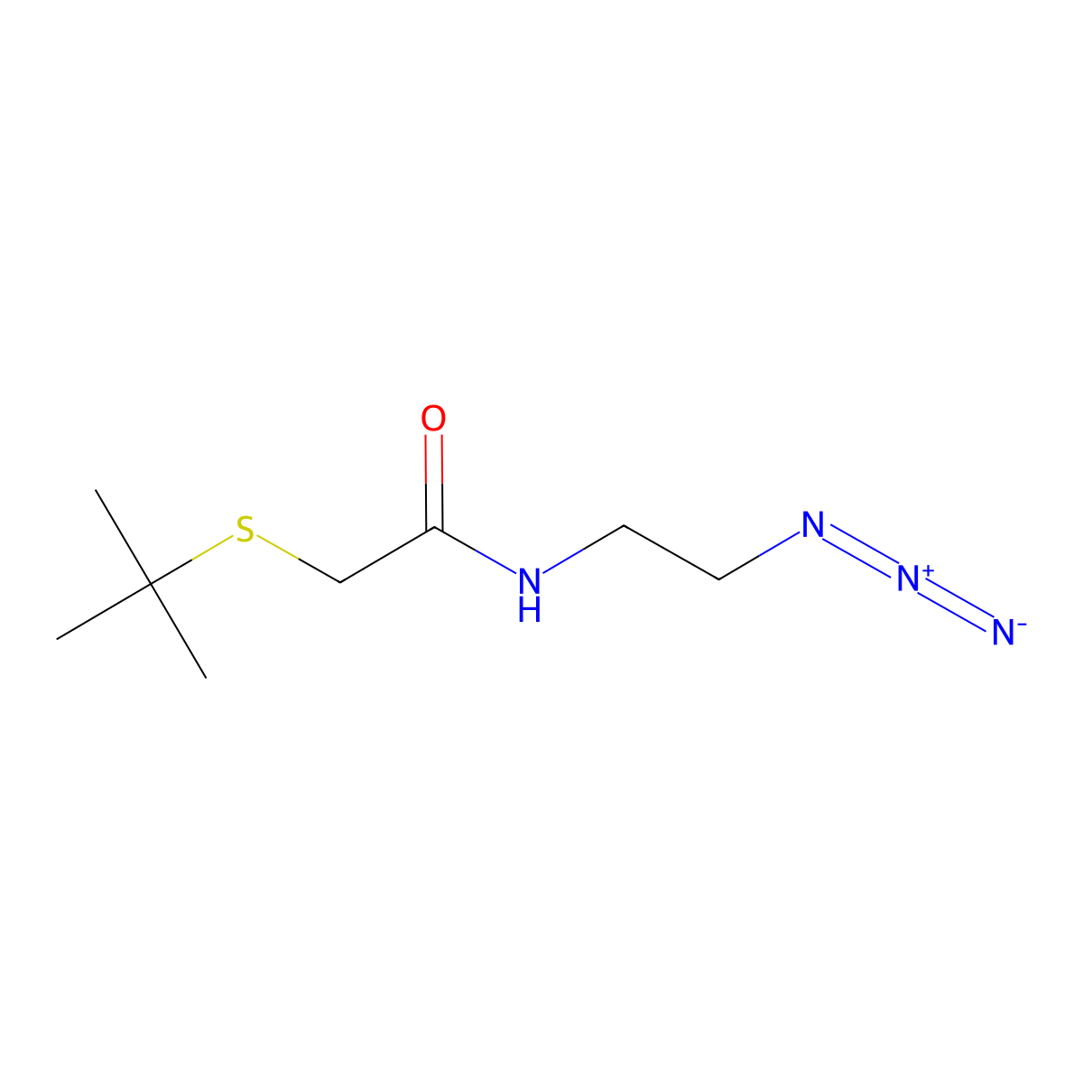 N-(2-azidoethyl)-2-(tert-butylsulfanyl)acetamide molecular structure, CAS 1249892-46-3